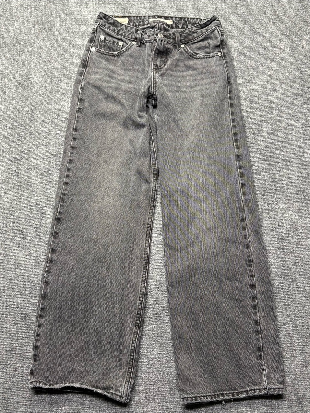 Levis Premium Jeans Womens 23 Black Low Loose Wide Leg Baggy Big E